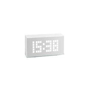 TFA Dostmann Réveil numérique Time Block, 60.2012, avec thermomètre pour l'intérieur, Heure et Date, Grands Chiffres LED, Blanc