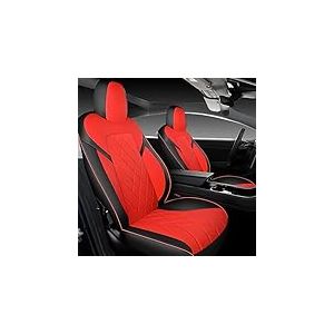 Tapha Ensemble de Housses de si&egrave;ge en Similicuir pour Tesla Model 3 2017-2022, Respirantes et imperm&eacute;ables, Housses de si&egrave;ge pour si&egrave;ges Avant et arri&egrave;re (Noir/Rouge)