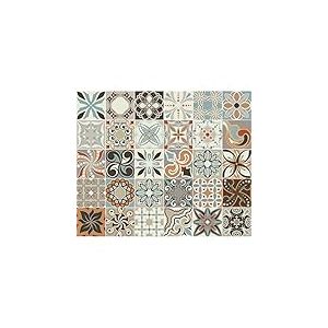30 Stickers adhésifs carrelages | Sticker Autocollant Carreaux de Ciment - Mosaïque carrelage Mural Salle de Bain et Cuisine | Carreaux de Ciment adhésif Mural - azulejos - 20 x 20 cm - 30 pièces