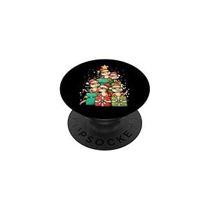 Joli Chapeau de Sapin de Noël lézard léopard PopSockets PopGrip Adhésif
