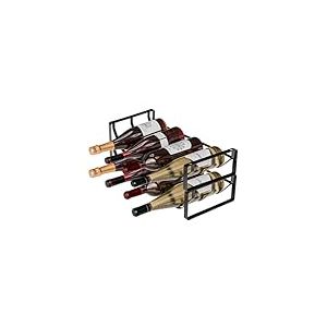 Amig - Casier à bouteilles empilable pour 8 bouteilles – Lot de 2 étagères en acier noir – Organisateur pour cuisine, cellier, salle à manger ou cave – Dimensions : 41 x 20,5 x 19 cm
