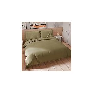 PETTI Artigiani Italiani - Set Housse de Couette 250x200 cm (2 Taies d'oreiller 50x80 cm Incluses), Parure de Lit Microfibre 2 Personnes Douce Marron Clair