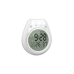 Wisoee Horloge numérique étanche pour Salle de Bain, Cuisine, Grand écran LCD, Format 12/24 Heures, température intérieure, Compte à rebours, Trou de Suspension à Ventouse