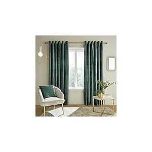 Catherine Lansfield Paire de Rideaux à œillets en Velours avec Motif géométrique Vert forêt 228 x 228 cm