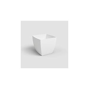 Artevasi Siena Pot, Pot de Fleurs carr&eacute; avec Finition Mate, Plastique 100% Recyclable, 40cm, Couleur Blanc