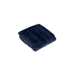 Paoletti Empress Jeté en Fausse Fourrure – Couverture Douce, élégante et Lourde, décoration Minimaliste pour lit ou canapé (Bleu Marine – 130 x 180cm)