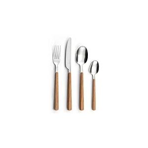 Amefa Bosquet Lot de 24 couverts en acier inoxydable 18/0 avec manche en bois, passe au lave-vaisselle