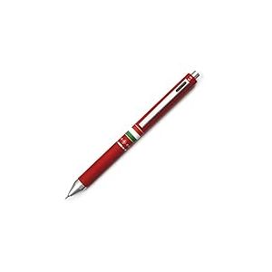 Osama, Quadra - Stylo Bille 0,8 mm Pointe Fine + Porte Mine 0,5 mm, à Déclic en Caoutchouc - Stylo Couleur avec Encre Noire, Bleue et Rouge, Idéal pour Papeterie, Fourniture Scolaire et Bureau, Rouge