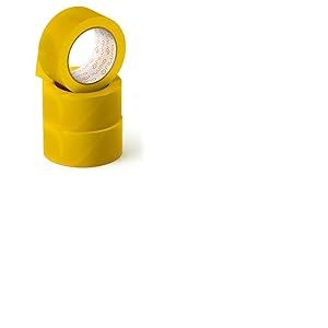 OFITURIA Ruban adhésif, couleur jaune, ruban pour emballer et organiser vos boîtes et envois, sceau de différentes couleurs vives 66 mt x 48 mm (3 unité - Jaune)