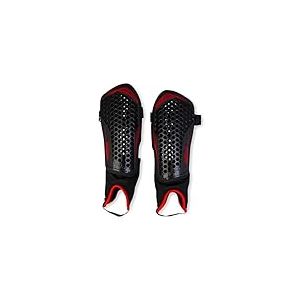 Mitre Aircell Football Ankle Protection Shin Pads | Extremely Breathable | Lightweight Shin Guard, Black/Red, XL