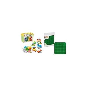 LEGO DUPLO Boîte de Briques Voitures et Camions Classiques + Plaque de Construction Verte Jouets d'Apprentissage pour Tout-Petits 10439 + 10460
