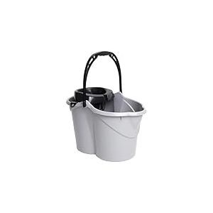 MAYA Seau Ovale avec égouttoir de 15 l. avec poignée Ergonomique. Égouttoir Gris. Fabriqué en PPL. Grande variété de Couleurs (Gris)