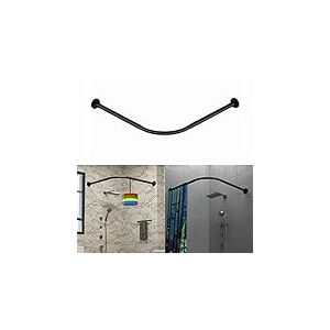 Tanxih Tringle &agrave; rideau de douche d'angle r&eacute;glable en acier inoxydable en forme de L pour salle de bain, baignoire, magasin de v&ecirc;tements (noir, 70-100 cm x 70-100 cm)