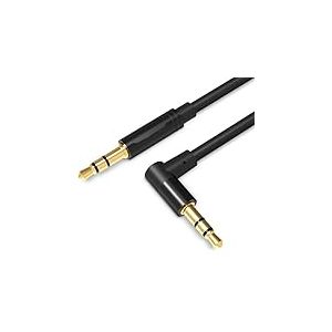 Watio Wave Câble audio - Câble stéréo coudé jack 3,5 mm/jack 3,5 mm, longueur 0,5 m, noir, idéal pour les connexions audio*