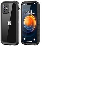 Protebox Coque &eacute;tanche pour iPhone 12 Mini avec Protection d'&eacute;cran int&eacute;gr&eacute;e, r&eacute;sistante aux Chocs, &agrave; la poussi&egrave;re, Protection int&eacute;grale IP68 &eacute;tanche pour iPhone 12 Mini 5,4" (Noir/Transparent)
