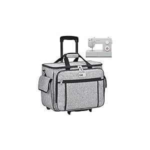 cab55 Mallette de Transport Amovible pour Machine à Coudre roulante sur roulettes, Sac fourre-Tout avec Fond Amovible en Bois pour la Plupart des Machines à Coudre et Accessoires Standard, Gris,