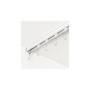 FELIDESIGN Tringle à rideaux - Tringle de séparation de pièce - Montage au plafond avec crochets à rouleau (blanc, 2,7 à 3,7 m)