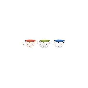 Excelsa 2171326 Tasse à Thé Pois 300 ML Céramique Rouge/Vert/Bleu-9,3 x 9,3 x 8 cm