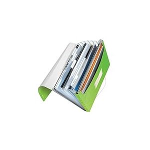 Leitz – Classeur Ménager, Trieur à Soufflets 6 Compartiments, 250 Feuilles A4, Fermeture Élastique, Rangement Documents Bureau École Maison, Plastique Souple, Vert WOW, 45890054