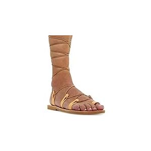 36 beige Emmanuela Sandales en cuir haute en cuir dans un ancien style grec, gladiateur à la main, Sandales de reliure, chaussures d'été, sandales à lacets à la dentelle