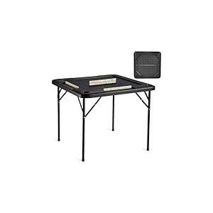 VEVOR Table de Mahjong Pliante Carrée pour 4 Joueurs, Table de Jeu de Cartes avec 4 Porte-gobelets et 4 Plateaux à Jetons, Jeu de Dominos Portable, pour Puzzle Poker Mah-Jong, 90 x 90 x 74 cm, Noir