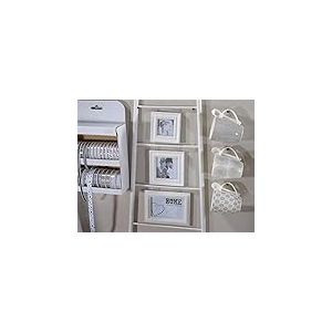 DRW Cadre photo multiple en bois en forme d'échelle à poser au sol ou à suspendre, blanc, 32 x 60 cm