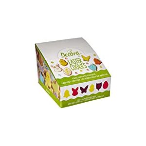 Decora 0256211 Boite Présentoir en Carton 60 Coupoirs de Pâques, Plastique, Jaune, 8 x 5 x 2,5 cm