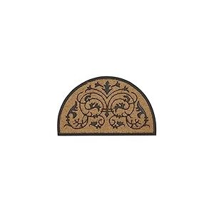 Relaxdays 10016711 Paillasson fibre de coco demi-lune 100 x 60 cm ornements, marron