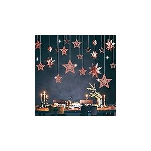 Glitter Rose Gold Star Garland Twinkle Little Star Party Decoration Bunting suspendu 3D Cutout Étoile Bannière pour l'anniversaire/baby shower/mariage/Noël/Engagement/Graduation