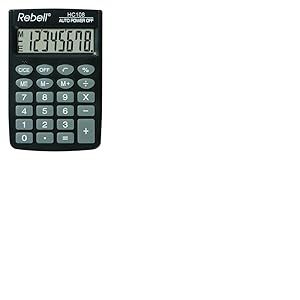 REBELL re de hc108 Calculatrice à 8 chiffres écran LCD et triple fonction mémoire, Noir