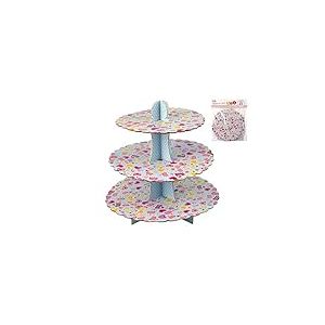 HABI 1361D Présentoir à gâteaux 3 étages, décor gâteau, Carton, Multicolore