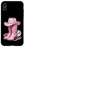 Bottes de Cowgirl Roses avec Strass et Boule Miroir pour Femmes et Filles Coque pour iPhone XS Max
