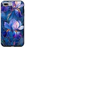 Iris Fleur Naissance Février Fleur Colorée Bleu Foncé Violet Coque pour iPhone 7 Plus/8 Plus