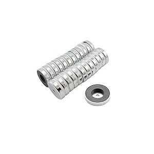 Magnet Expert 50 mm de diamètre x 10 mm d'épaisseur x trou de 8.5 mm de ferrite Pot Magnet - 15.8 kg de traction (Paquet de 25)