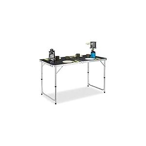 Relaxdays Table Camping, Pliable, 120 chaises, réglable en Hauteur, 120x60 cm,alu, MDF,Gris/Argent