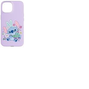 Coque pour iPhone 15 Disney Lilo & Stitch Cute Easter Bunny Stitch and Scrump