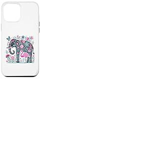 Boho Elephant Floral Butterfly Teal Blue Cute Pink Flamingo Coque pour iPhone 12 Pro Max