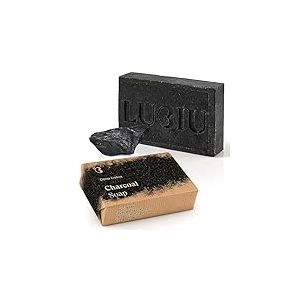 lubiu Savon au Charbon Actif 100g - Savon Noir Naturel Bio - Savon Noir Visage - Savon Artisanal - Savon Visage Acné - Charcoal Soap Deep Detox