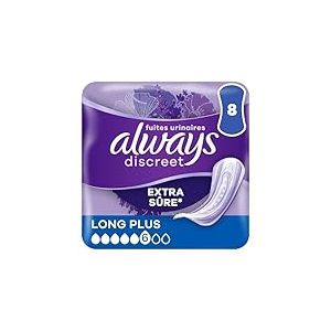 Always Discreet Serviettes Pour Fuites Urinaires Femmes Long Plus 8 Serviettes Protection Extra Sûre Et Discrétion Optimale
