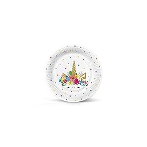 PAW - Assiette Jetable en Carton (23 cm) I Lot de 8 Assiettes Jetables I Idéale pour Barbecue, Anniversaire ou Fête I Assiette Jetable Anniversaire - Unicorn Party