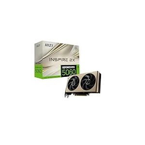 MSI NVIDIA GeForce RTX 5060 8G Inspire 2X OC Carte Graphique 8 Go GDDR7 (28 Gb/s/128 Bits), Refroidissement &agrave; Double Ventilateur (2 x Ventilateurs STORMFORCE) - HDMI 2.1b, DisplayPort 2.1b,