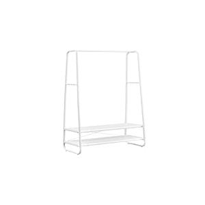 VASAGLE Portant &agrave; V&ecirc;tement, Porte-Manteaux, Armoire, Vestiaire, avec 2 &Eacute;tag&egrave;res, 6 Crochets en Forme de S, Cadre en Acier, pour Chambre, Blanc Nuage et Blanc Mat RGR112W02