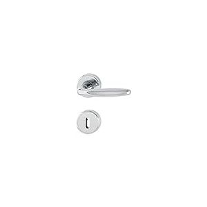 Hoppe Poignée de porte en laiton chromé poli, modèle ROISSY avec ressort de rappel, pour porte 39-47 mm, Ø 52 x 9, tige carrée 8 mm + manchon de compensation 8,5 mm (Önorm), perforation BB, argenté