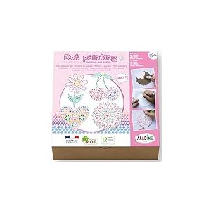 Aladine - Kit Dot Painting Girly - À partir de 6 ans - Peinture aux Points Enfant - Coffret Loisirs Créatifs Cœur, Fleur, Mandala & Cerise - Garçon Fille - Idée Cadeau Anniversaire, Noël - 85480