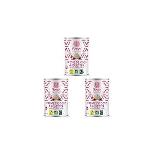 Crème de Coco BIO à Fouetter 24% mg 400ml | Sans additifs | Sans OGM | Vegan | Equitable | Mascarpone | Chantilly | Pâtisserie Facile | Nappage | Tiramisu|Fraisier|Crème Glacée Coco| BASE ORGANIC FOOD
