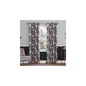Sun Zero Irma Panneau de Rideau occultant &agrave; &oelig;illets Motif Floral Vintage, 101,6 x 213,4 cm, Noir