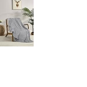 Miracle Home. Couverture Polaire r&eacute;versible en Microfibre Pyrite Flanelle velout&eacute;e et Sherpa 260 g/m&sup2; - 180 g/m&sup2;, Douce, Chaude et l&eacute;g&egrave;re, Lavable en Machine, 220 x 240 cm, Gris