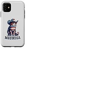 Meowica Cat 4 juillet drapeau américain chat feu d'artifice patriotique Coque pour iPhone 11
