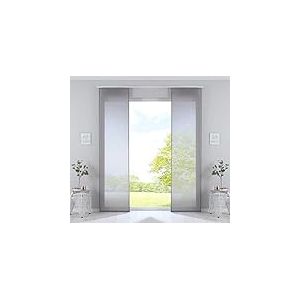 Gardinenbox Nizza 2019032-2 Lot de 2 Rideaux coulissants, en Voile de Coton Semi-Voile, Dimensions (H x l) : 245 x 60 cm, Couleur : Gris, Transparent, Panneau, avec tringles et Barres de lestage