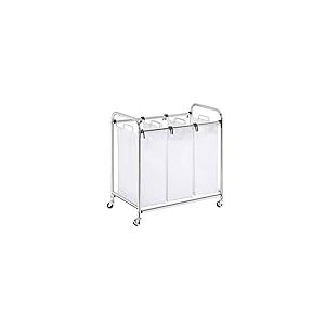 Honey-Can-Do International SRT-01235 Panier à Linge Trieur Hautement Résistant avec 3 Compartiments en Chrome et à Roulettes